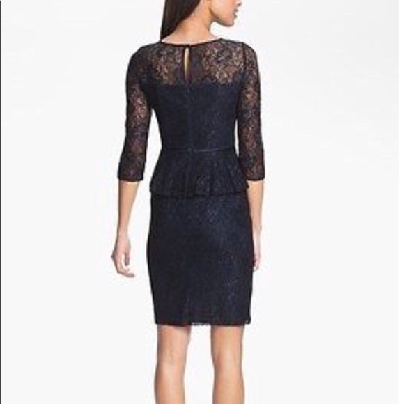 Adrianna Papell Blue Lace Peplum Sheath Dress Sz 6 - Picture 2 of 8